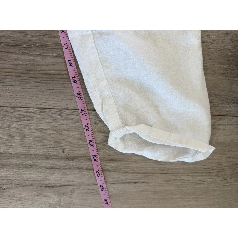 J Jill Women’s Linen Pull On Ankle Pants Size LP Coastal Resortwear Casual Comfy